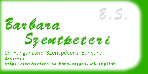 barbara szentpeteri business card