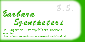 barbara szentpeteri business card